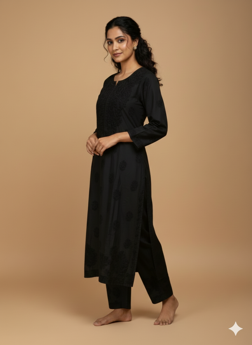 Nazakat Black Chanderi Silk Set