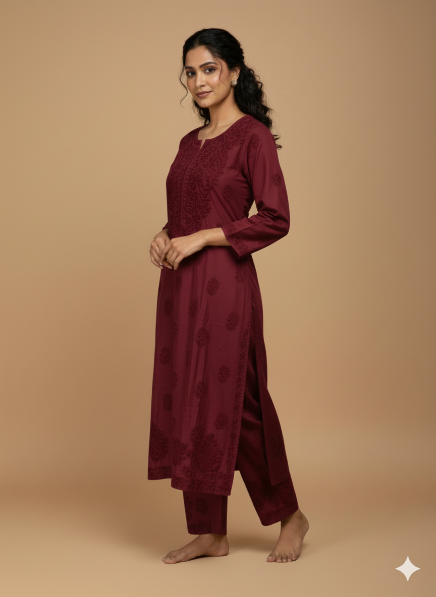Nazakat Maroon Chanderi Silk Set
