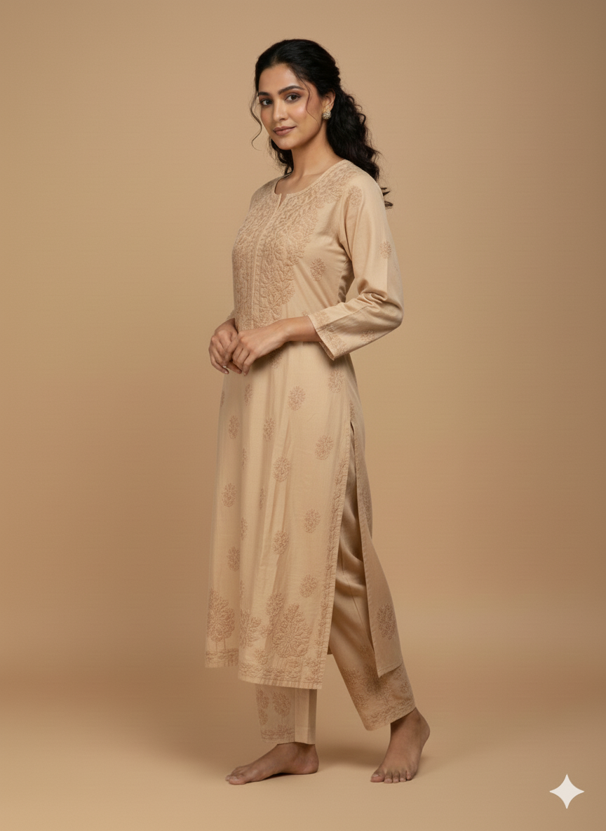 Nazakat Golden Chanderi Silk Set