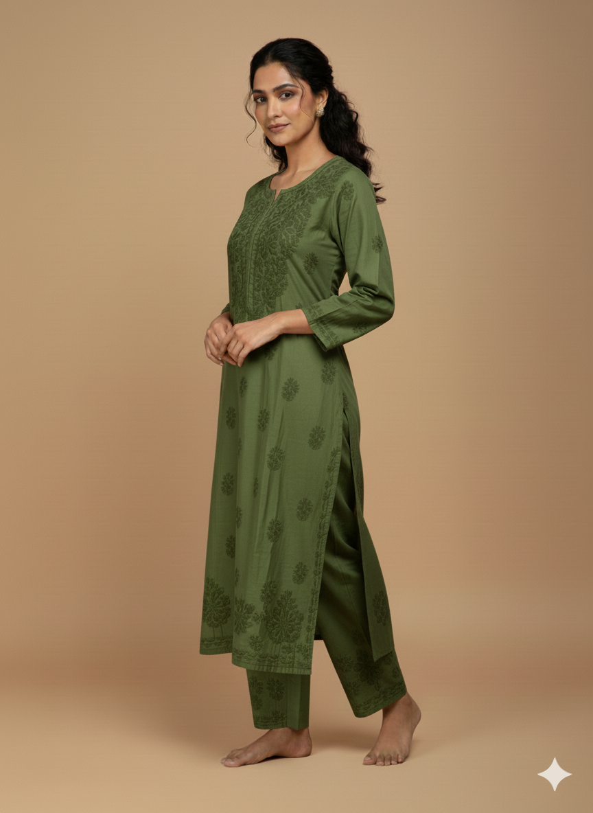 Nazakat Mehndi Chanderi Silk Set