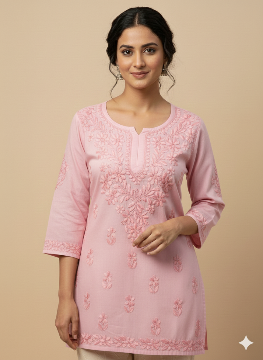 Zehra Dyed Rayon Peach Short Kurta