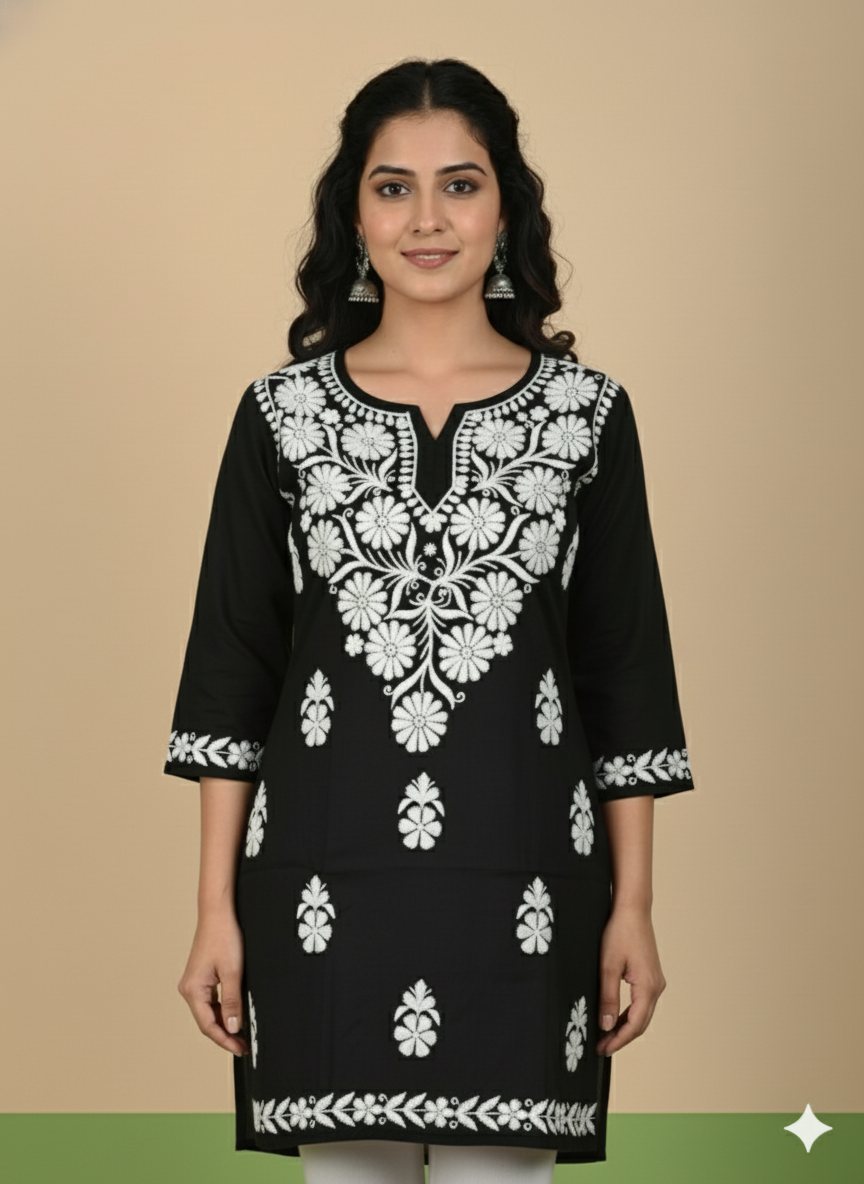 Noor Rayon Short Black Kurti