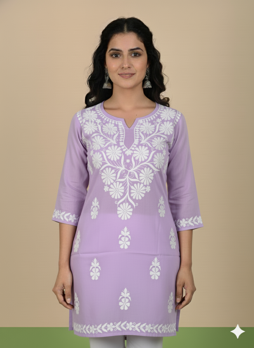 Noor Rayon Short Lavender Kurti