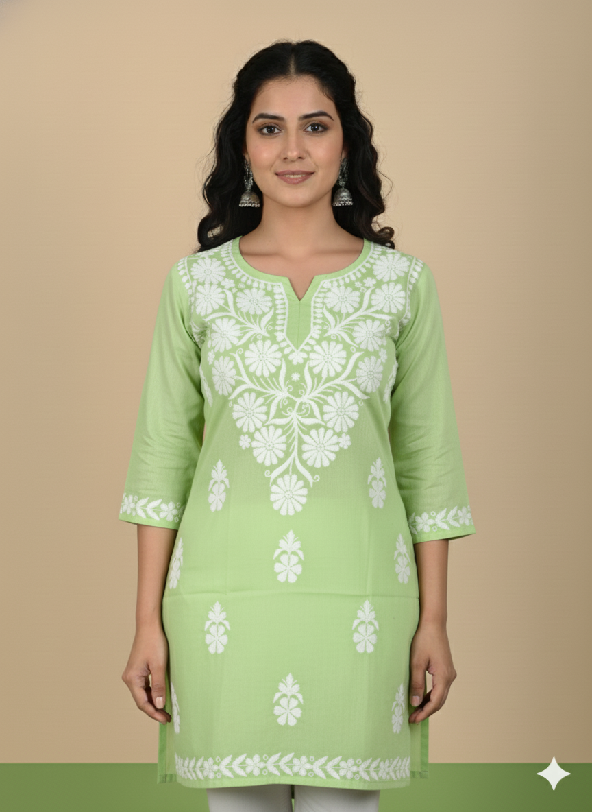 Noor Rayon Lime Green Kurti