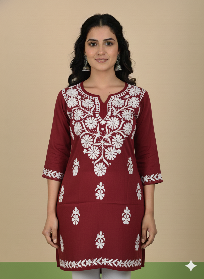 Noor Rayon Maroon Kurti