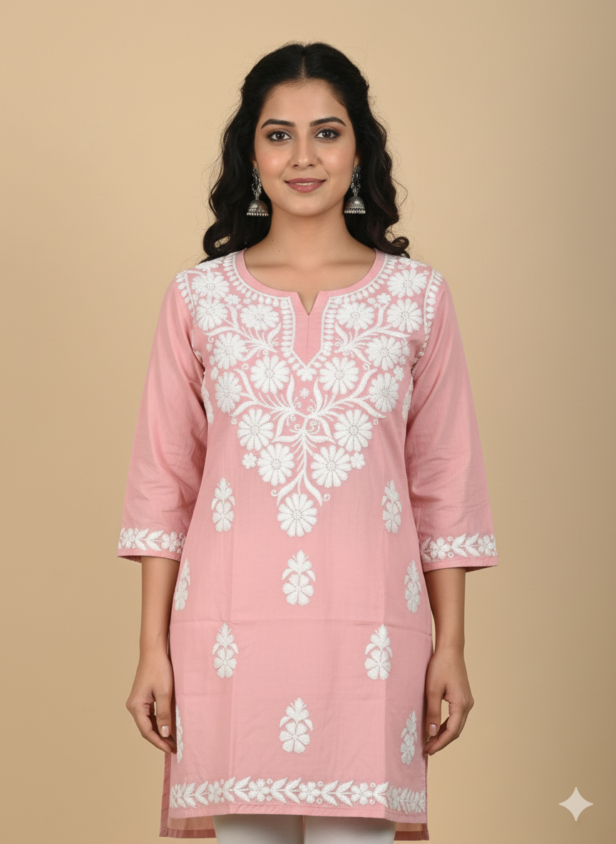 Noor Rayon Rose Pink Kurti