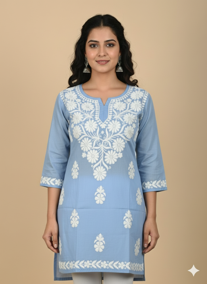 Noor Rayon Powder Blue Kurti