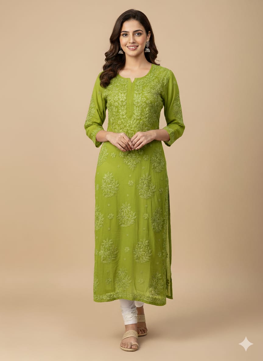 Ruhani Georgette Mehndi Long Kurta