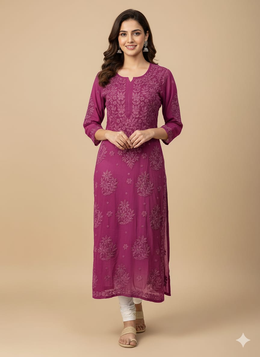 Ruhani Georgette Purple Long Kurta