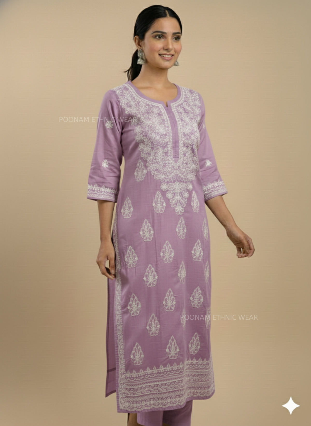 Saba Pure Cotton Daman Mauve Long Kurta