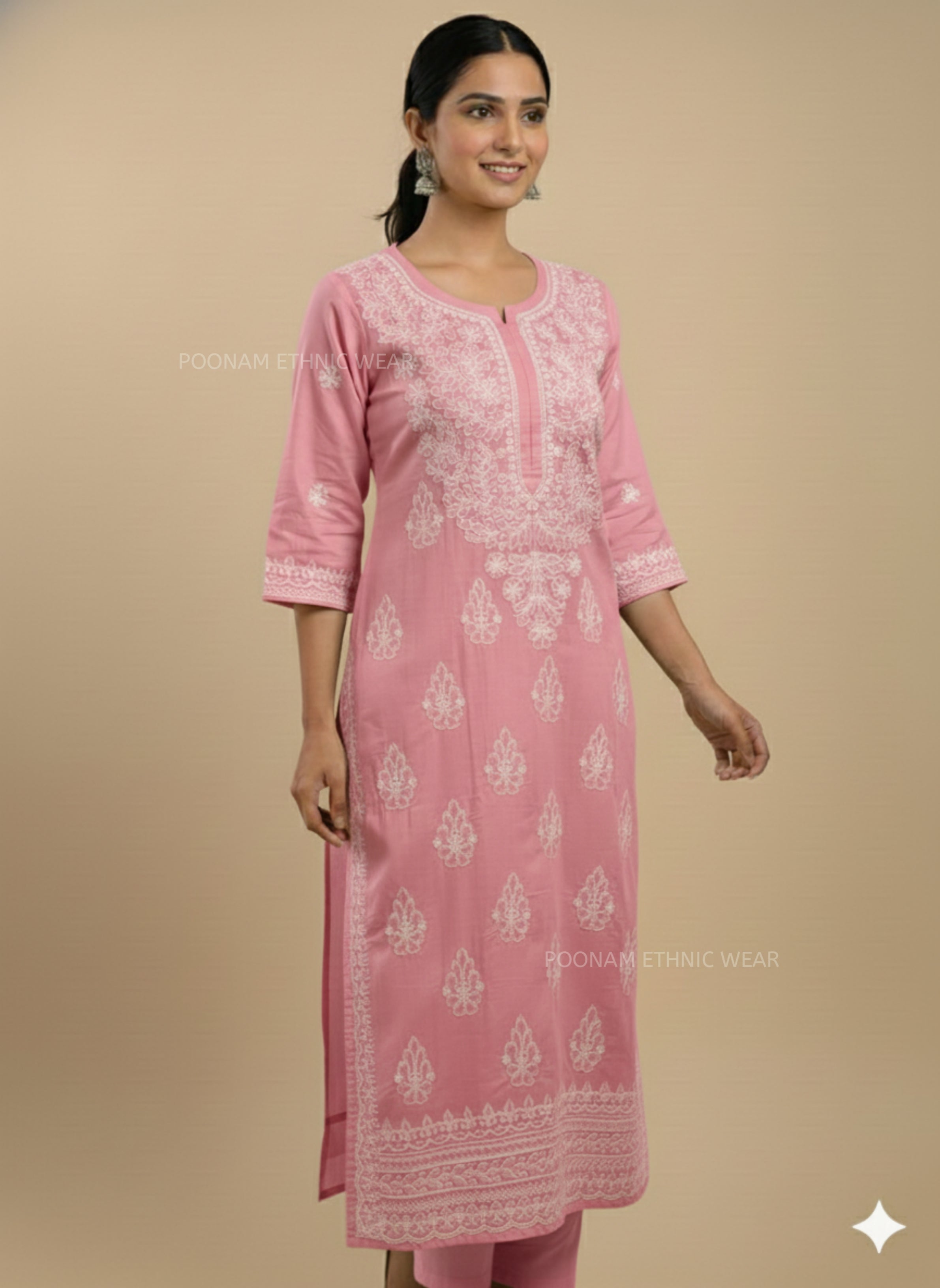 Saba Pure Cotton Daman Peach Long Kurta